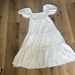 Elegant White Puff Sleeve Dress